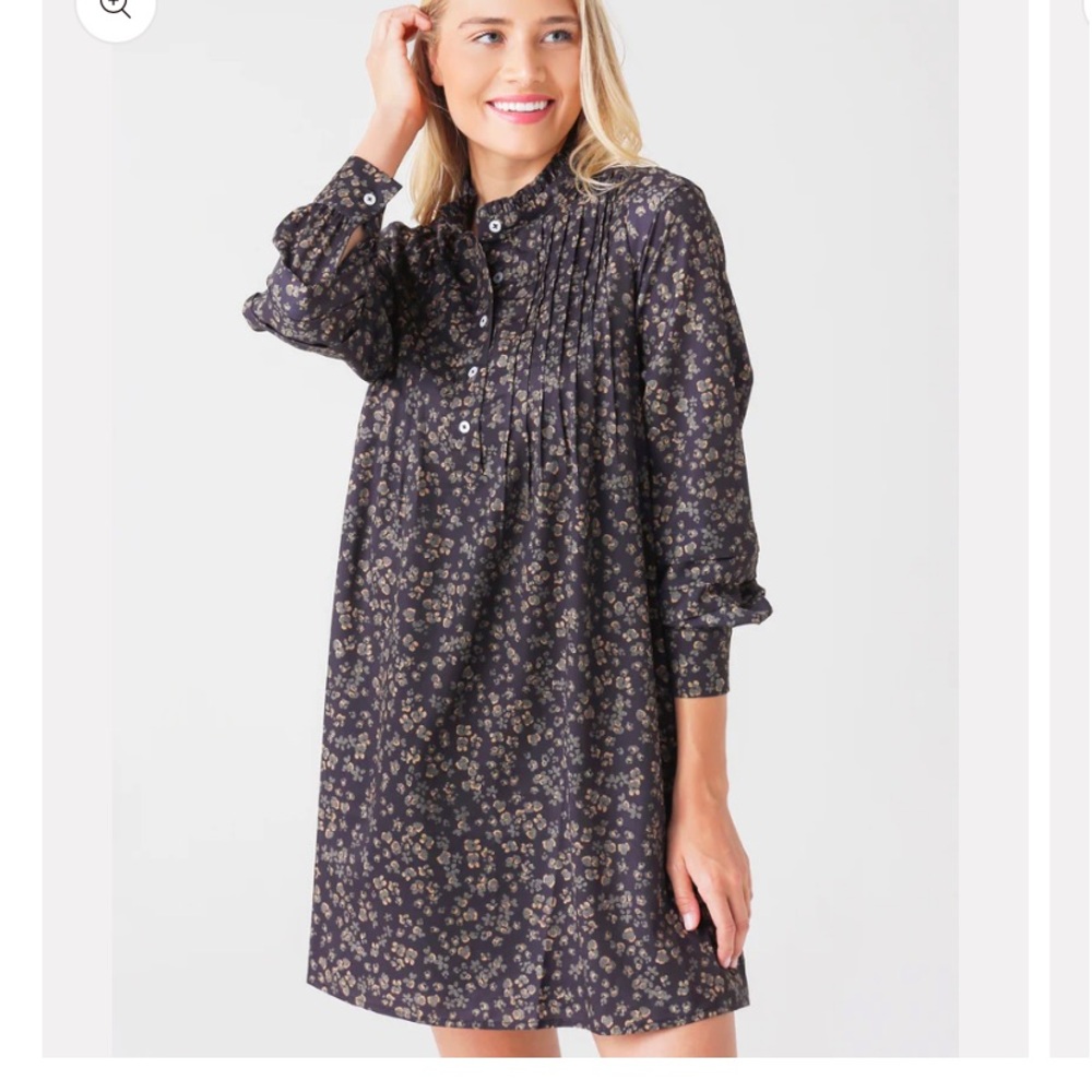Greylin Pintucked Floral Mini Dress Popover Boxy Pleated Women's XS